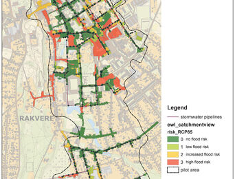 A map showing the flood risks in climate scenario RCP 4.5