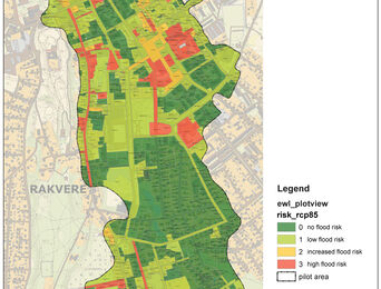 A map showing the flood risks in climate scenario 8.5